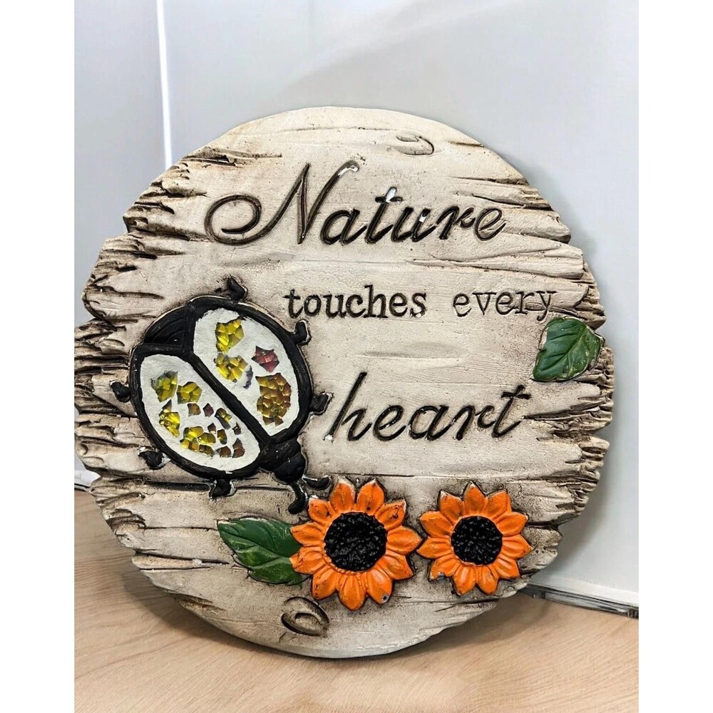 Garden Stone Nature Touches Every Heart Flower Bed Spring Stepping Stone